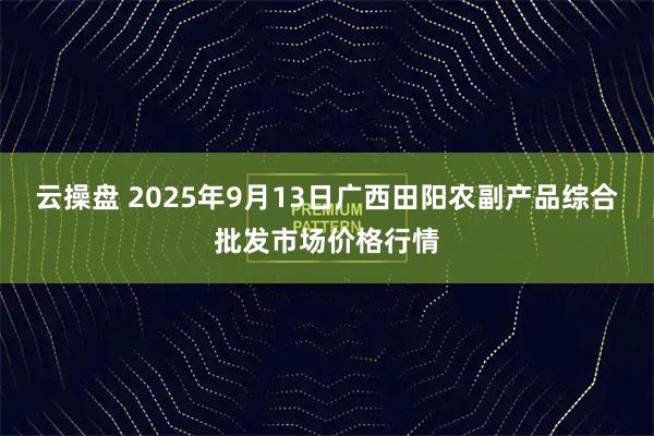 云操盘 2025年9月13日广西田阳农副产品综合批发市场价格行情